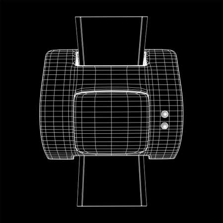 Printer or fax object. Wireframe low poly mesh vector illustrationのイラスト素材