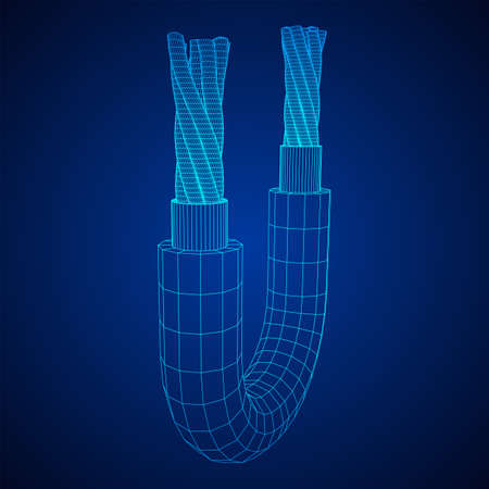 Electrical cable cleared wire. Wireframe low poly mesh vector illustrationのイラスト素材