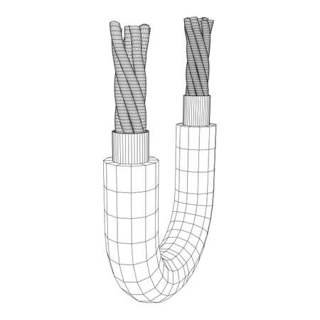 Electrical cable cleared wire. Wireframe low poly mesh vector illustrationのイラスト素材