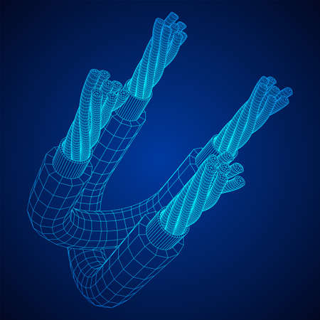 Electrical cable cleared wire. Wireframe low poly mesh vector illustration