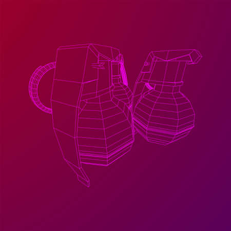 Hand bomb frag grenade wireframe low poly mesh vector illustrationのイラスト素材