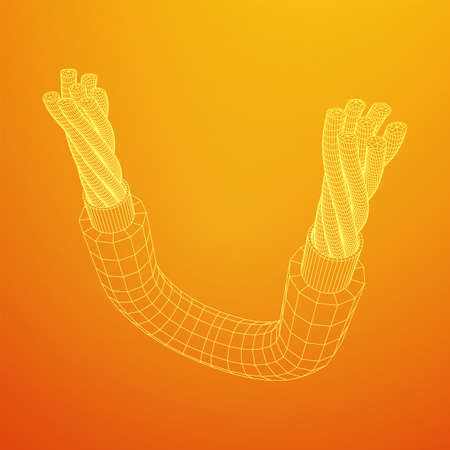 Electrical cable cleared wire. Wireframe low poly mesh vector illustrationのイラスト素材