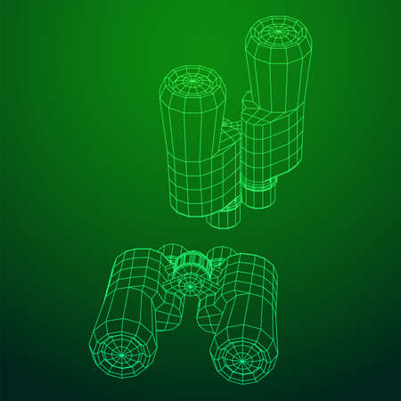 Abstract image of a binoculars. Searching or business vision concept. Wireframe low poly mesh vector illustrationのイラスト素材