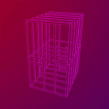 Abstract architecture building. Plan of modern framing house. Wireframe low poly mesh construction.のイラスト素材