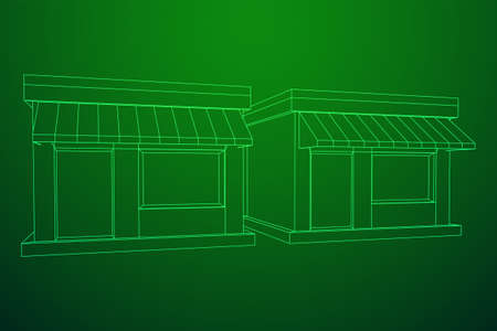 Shop market stores. Small business concept. Wireframe low poly mesh vector illustration.のイラスト素材
