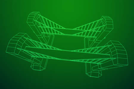 Bridge connection structure. Wireframe low poly mesh vector illustration.のイラスト素材