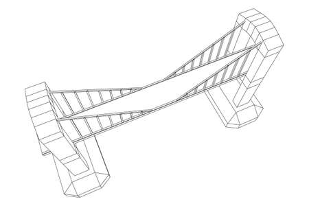 Bridge connection structure. Wireframe low poly mesh vector illustration.のイラスト素材