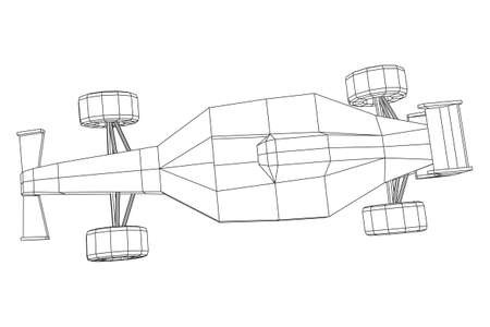 Fast motor sport racing car speed concept. Wireframe low poly mesh vector illustration.のイラスト素材