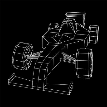 Fast motor sport racing car speed concept. Wireframe low poly mesh vector illustration.のイラスト素材