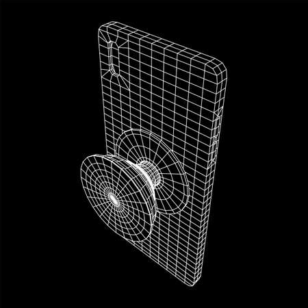 Smarthone Cellphone Pop Socket Holder. Wireframe low poly mesh vector illustration.のイラスト素材