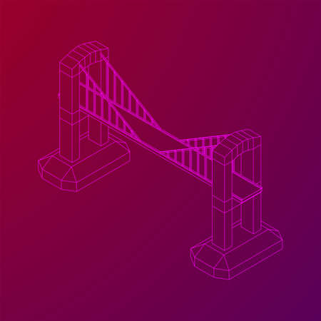 Bridge connection structure. Wireframe low poly mesh vector illustration.のイラスト素材