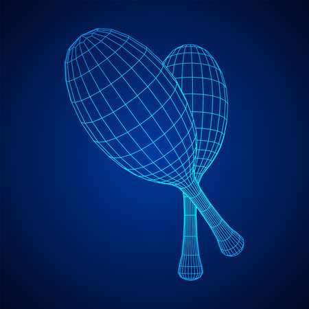 Pair of maracas. Connection structure. Vector low poly wireframe mesh illustrationのイラスト素材