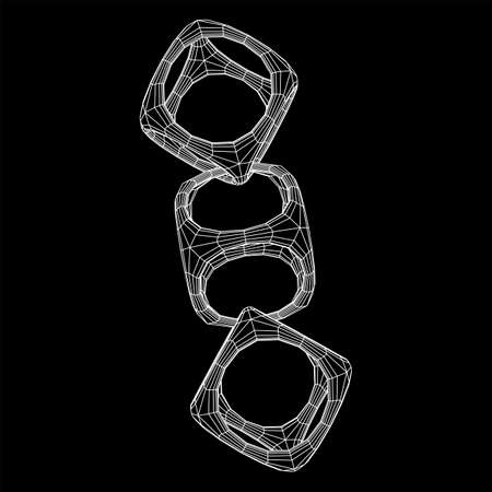 Blockchain cube chain. Square big data flow information. Wireframe low poly mesh vector illustration.のイラスト素材