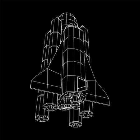 Space ship shuttle. Wireframe low poly mesh vector illustration.のイラスト素材