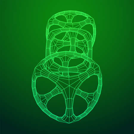 Blockchain cube chain. Square big data flow information. Wireframe low poly mesh vector...
