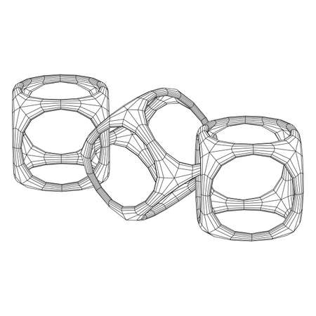 Blockchain cube chain. Square big data flow information. Wireframe low poly mesh vector illustration.のイラスト素材