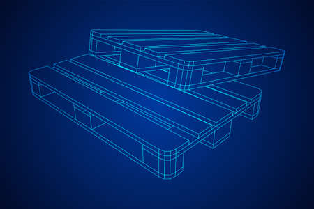 Cargo pallet for warehouse. Logistics shipping concept. Wireframe low poly mesh vector illustration.