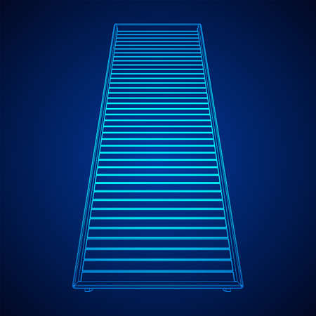 Data center storage room object. Hardware equipment telecommunication server. Computer database tower. Internet industry cluster. Wireframe low poly mesh 3d render illustrationのイラスト素材