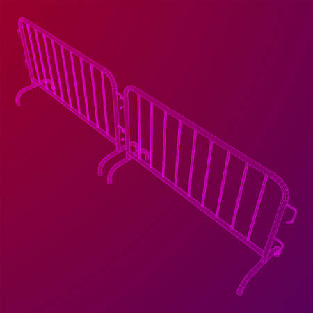Police riot fence. Wireframe low poly mesh vector illustration.のイラスト素材