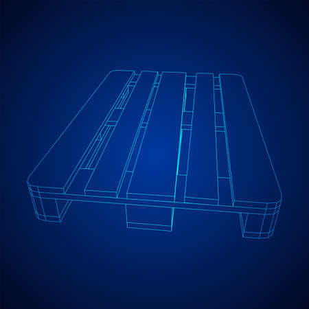 Cargo pallet for warehouse. Logistics shipping concept. Wireframe low poly mesh vector illustration.のイラスト素材