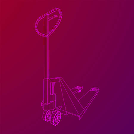Hand pallet jack lift. Manual forklift. Logistics shipping concept. Wireframe low poly mesh vector illustration.のイラスト素材