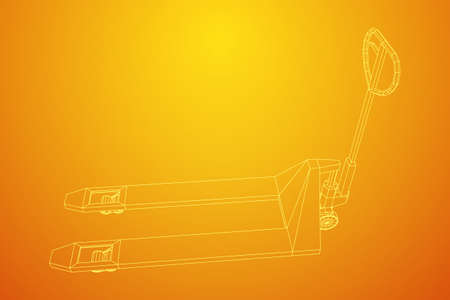 Hand pallet jack lift. Manual forklift. Logistics shipping concept. Wireframe low poly mesh vector illustration.のイラスト素材