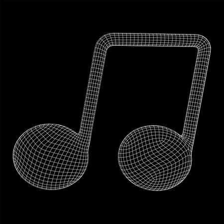 Music note. Mensural musical notation. Note value music staff. Wireframe low poly mesh vector illustration.のイラスト素材