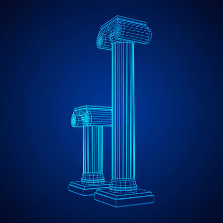 Greek ionic column. Ancient pillars roman antique architecture construction decoration.のイラスト素材