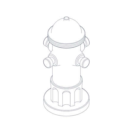 Outline Hydrant isometric icon. Vector illustration on white background.のイラスト素材
