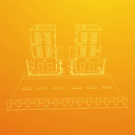 City building real estate concept. Wireframe low poly mesh vector illustration
