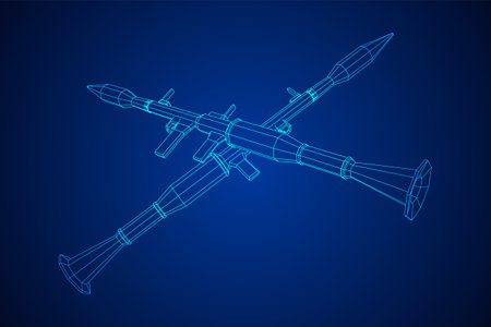Anti-tank rocket propelled grenade launcher. Wireframe low poly mesh vector illustration.のイラスト素材