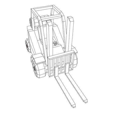 Forklift Loader lift truck. Wireframe low poly mesh vector illustration.のイラスト素材