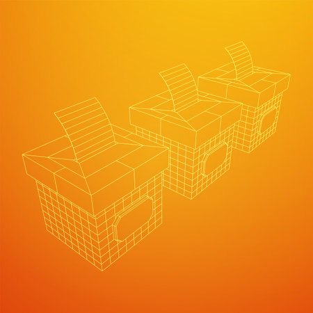 Ballot box with Ballot paper. Wireframe low poly mesh vector illustration.のイラスト素材