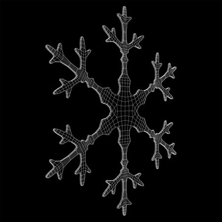 Snowflake winter Christmas falling snow Wireframe low poly mesh vector illustrationのイラスト素材