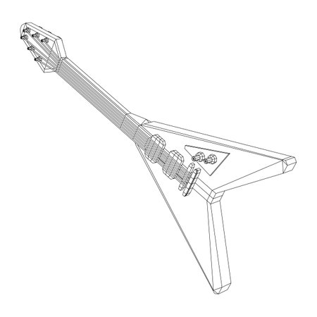 Electric guitar musical instrument. Wireframe low poly mesh vector illustration.のイラスト素材