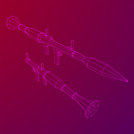 Anti-tank rocket propelled grenade launcher - RPG 7. Wireframe low poly mesh vector illustration.