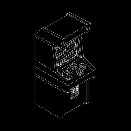 Arcade retro game machine. Wireframe low poly mesh vector illustration.のイラスト素材