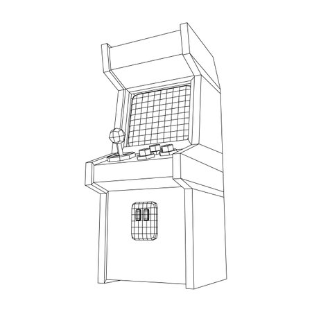 Arcade retro game machine. Wireframe low poly mesh vector illustration.のイラスト素材