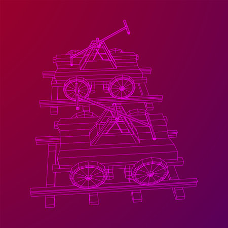 Handcar transportation. Draisine or rail vehicle. Wireframe low poly mesh vector illustration.のイラスト素材