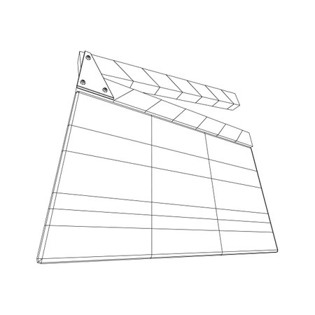 Movie clapper board. Film cinema concept. Wireframe low poly mesh vector illustrationのイラスト素材