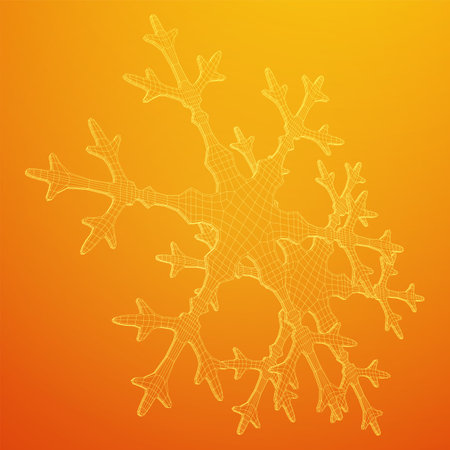 Snowflake winter Christmas falling snow Wireframe low poly mesh vector illustrationのイラスト素材