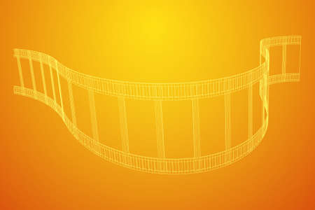 Cinema film strip. Film frame. Old retro cinema strip. Wireframe low poly mesh vector illustration.のイラスト素材