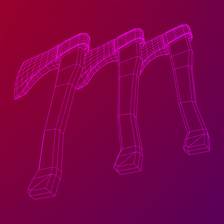 Wooden Hatchet Axe. Woodworking or lumberjack. Wireframe low poly mesh vector illustration.のイラスト素材