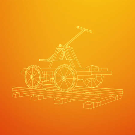 Handcar transportation. Draisine or rail vehicle. Wireframe low poly mesh vector illustration.のイラスト素材