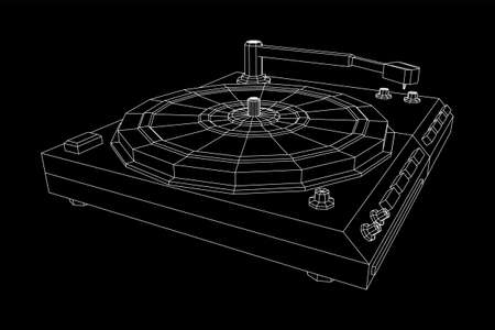 Vinyl turntable audio device. Wireframe low polyのイラスト素材