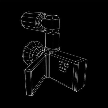 Digital video hand-held camera with rotating screen and external microphoneのイラスト素材