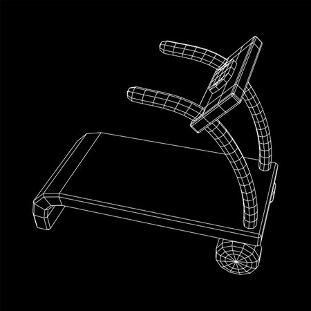 Treadmill machine. Gym and fitness equipment. Wireframe low poly meshのイラスト素材