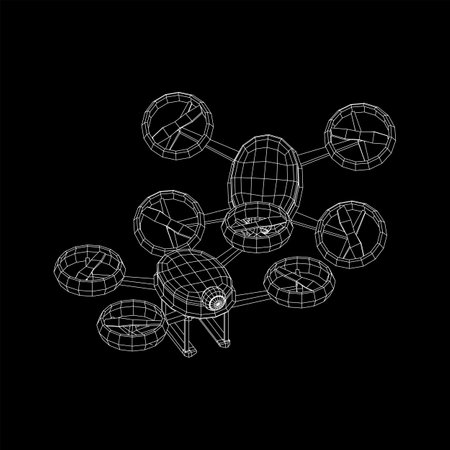 Remote quadrocopter drone with camera recording or deliver somethingのイラスト素材