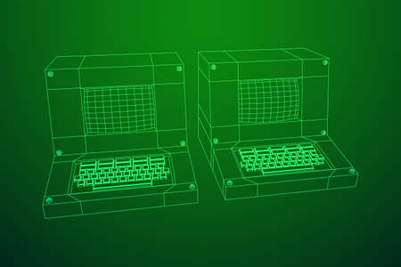 Classic retro personal computer. Programming code conceptのイラスト素材