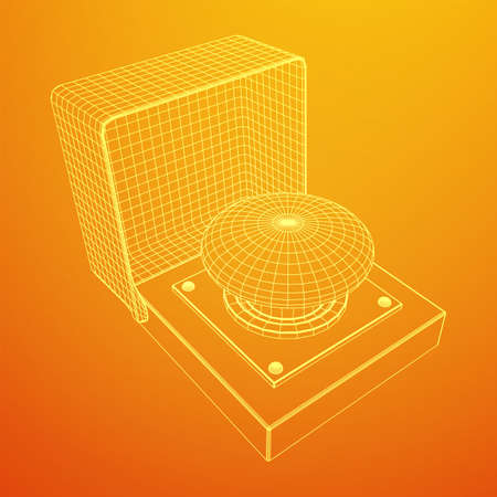 Big panic launch push button. Wireframe low poly mesh
